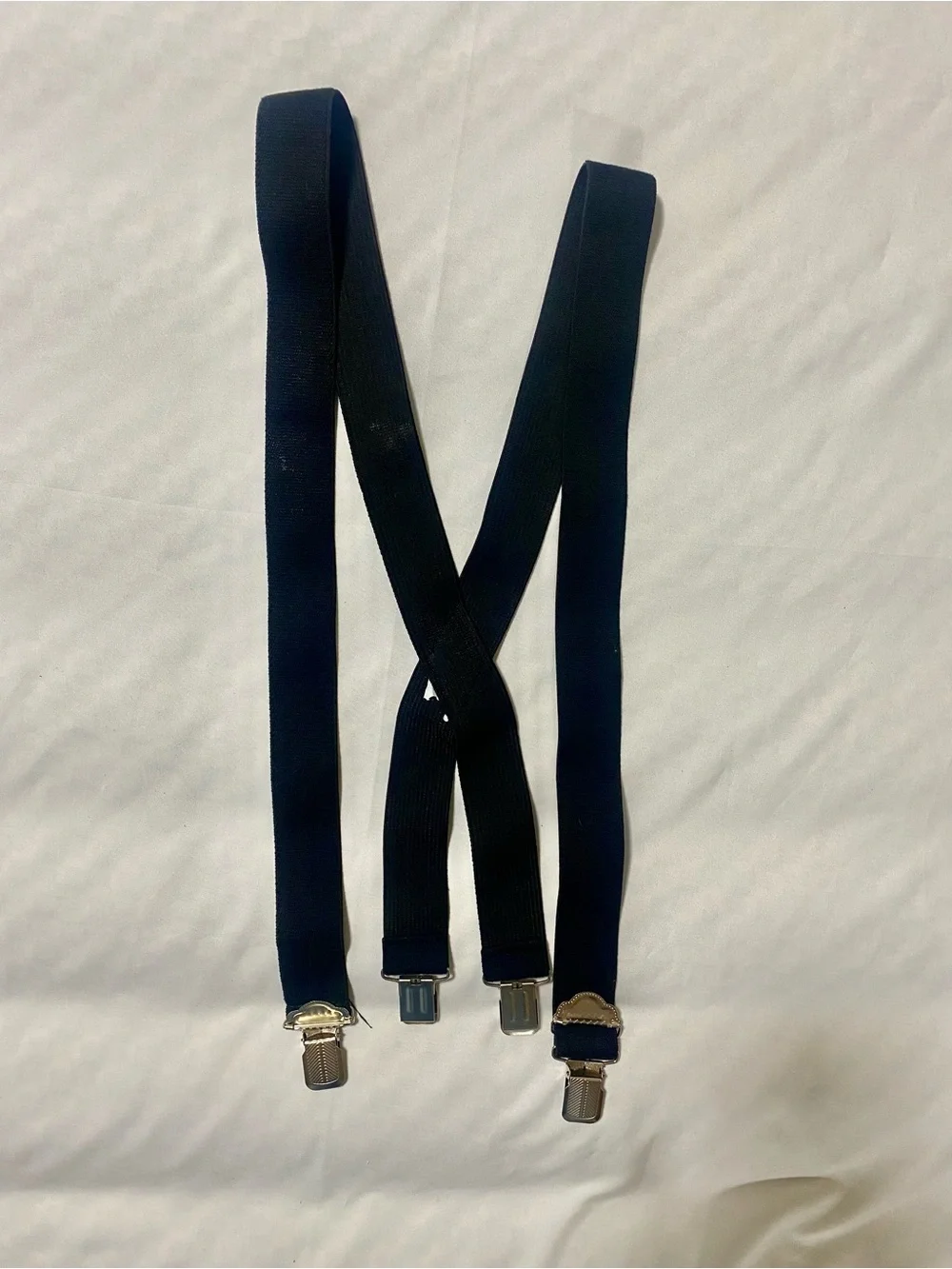 Vintage style black Suspenders with Silver Hardware